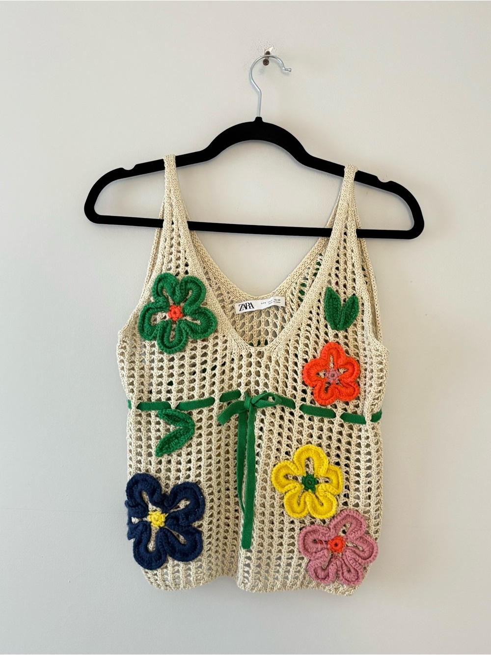 Zara Crochet Floral Tank Top Open Knit Cropped Sleeveless Blogger Favorite - Picture 4 of 8